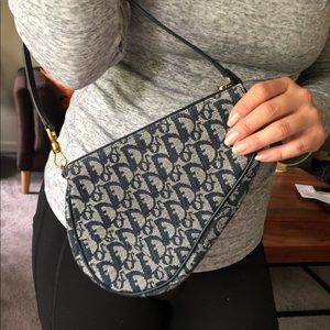 Vintage blue jean saddle bag small